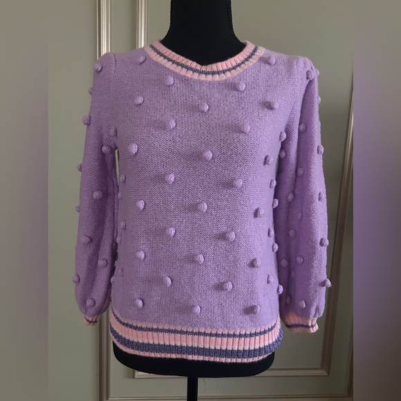 Lilly Pulitzer Lilac Pink Metallic Trim Bobble Knit Sweater Size Small - Picture 2 of 6
